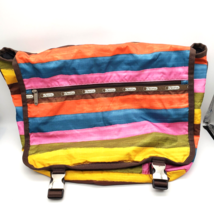 LeSportSac Messenger Bag Crossbody Striped Rainbow Pink Yellow Blue Retired - £31.10 GBP