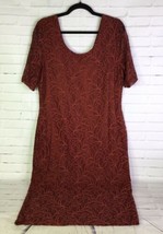 Metaphor Womens Size XL Floral Lace Overlay Lined Short Sleeve Stretch Dress Red - £15.53 GBP