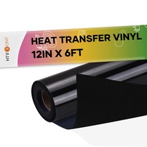 Black Flock Htv Heat Transfer Vinyl-12&quot; X 6Ft Flock Htv Vinyl Roll For T... - £25.17 GBP