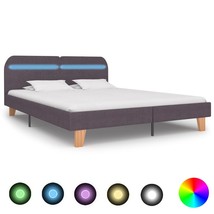 Bed Frame with LED Taupe Fabric 150x200 cm King Size - £143.80 GBP