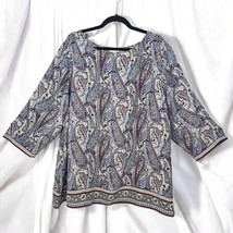 J JILL Tunic Top Woman Size 4X Multicolor Paisley Back Wrap Bohemian Festival - $28.97