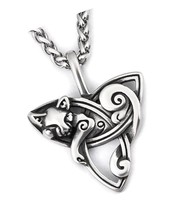 Celtic Knot Triquetra Cat Snake Necklace Pendant - $66.10