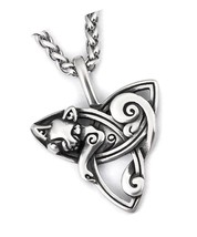 Celtic Knot Triquetra Cat Snake Necklace Pendant - £51.92 GBP