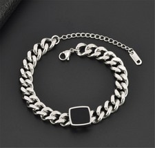 Thick chain all match black square titanium steel necklace bracelet set bridal jewelery thumb200