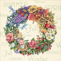 Gold Collection Counted Cross Stitch Kit 14X14-Wreath Of All Seasons 18 Ct. - $1,642.74 MXN