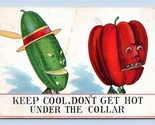 Comic Dressed Anthropomorphic Fruit Keep Cool Don&#39;t Get Hot DB Postcard Q10 - £11.55 GBP