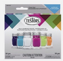Testors Multi-Surface Gloss Acrylic Paint Set,6 Colors, Water Wash Up, 10 Pc Set - £13.40 GBP
