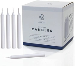 100 White Chime Candles for Spells - Unscented, Smokeless &amp; Dripless Taper Candl - £21.68 GBP