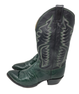 Vintage Justin Green Lizard &amp; Black Leather  MO245 Men&#39;s Cowboy Boots 10... - $260.66 CAD