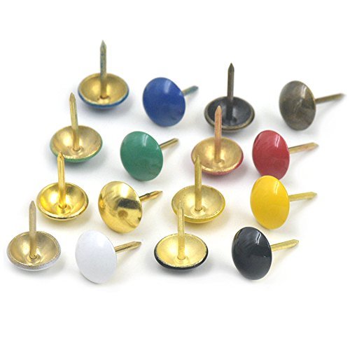Bluemoona 100 Pcs - 1/2" 11mm Round Nail Tack Decorative head Push Pin Pad Fabri