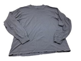 Soffe Size Large Plain Gray T-shirt Long Sleeves Crew Neck Polyester - $9.69