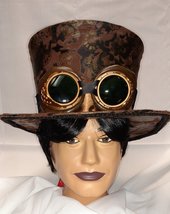 Steampunk Or Mad Hatter Brocaded Top Hat (Large Without Goggles) - £31.59 GBP