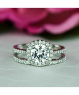 Solid 14k White Gold 2.95Ct Round Cut Diamond Bridal Wedding Ring Set in... - £231.49 GBP