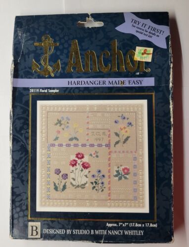 Anchor Hardanger 28119 Floral Sampler Cross Stitch 7"x7" - $21.77