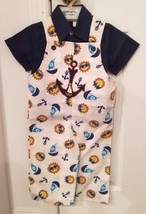Vintage Merry Mites Toddler Boy Size 2 Romper Boats Sun Anchors - £7.44 GBP