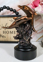 Nautical Dolphins Swimming By Ocean Coral Reef Tower Bronzed Resin Figurine - £31.07 GBP