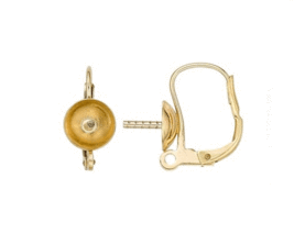 1 pcs 14k Yellow Solid Gold Leverback w/ 6.25mm  Pad Pearl #a - £39.42 GBP