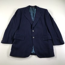 Vintage Cashmere Blazer Mens 44 R Blue Two Button Sports Coat Soft Lebow Clothes - £61.05 GBP