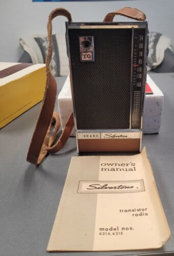 Vintage 1966 Sears Silvertone 10 Transistor Radio 6214 Box Set Leather/Chrome - $56.09