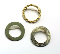 Lot of 3 Vintage Gold Tone Circle Brooch Scatter Pins - £9.38 GBP