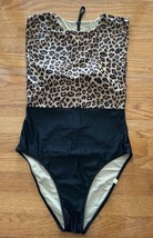 Summersalt The Surf One Piece Swimsuit Leopard Black Women&#39;s Size 6 Mode... - £37.39 GBP