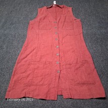 The Territory Ahead Linen Dress Women Size 8 Red Sleeveless Button Front... - $22.99