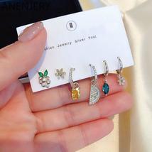 Ce sets lovely fruit flower hoop earrings sets shiny colorful cubic zircon earrings for thumb200