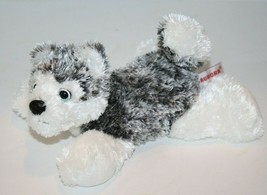 Aurora Husky Puppy Dog Silky Plush 7&quot; Soft Toy Ice Blue Eyes Bean Bag Stuffed - £10.13 GBP