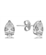 Platinum &amp; Pear Shape Diamond Claw Set Stud Earrings 1.20 Carats G-SI1 G... - $3,943.24