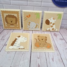 Safari Nursery Wall ArtWooden Lot Of 5 Pictures 6x6 in - $247.70 MXN