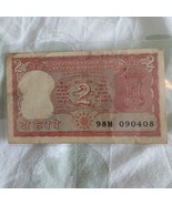 India Old 2 Rupees Small Banknote - M Singh Gov - Nice CIRC Sec Thread &amp;... - $4.95