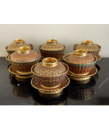 Benjarong Southeast Asian Porcelain Fabulous set of 6 Covered Bowls w Pe... - £934.85 GBP