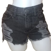 Express J EAN S Destroyed Denim Black J EAN Shorts Juniors Size 0 - £15.79 GBP