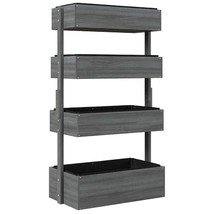 4 Tier Vertical Wooden Planter Box Raised Bed Grey - £170.39 GBP