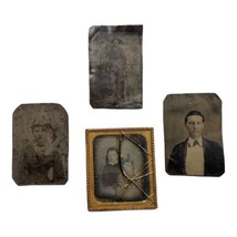 Vintage Set of 3 Sixth Plate Tintype of Young Men Boys 1 Ambrotype of 2 Girls - £112.08 GBP