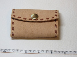 Handmade leather key holder tan w/ brown stitching 3.75&quot; X 2.5&quot; - £9.45 GBP