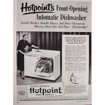 1950 Hotpoint Automatic Dishwasher Smiling Happy Woman Vtg Print Ad - $14.84