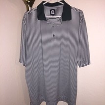 Mens FootJoy Pine Green/White Striped Golf Polo Shirt Sz Large - $44.55