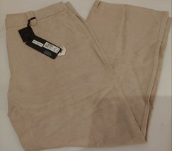 Women EX M&amp;S Autography Weekend Oatmeal Flax with Linen Straight Leg Trouser 16M - £31.12 GBP