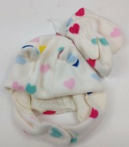 Baby Gap Girls Ivory Pastel Heart Fleece Hat Mittens Set 6-12 or 12-18months - £8.88 GBP