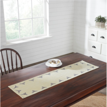 Farmhouse Honey Bee Cotton 12x48 inch Table Runner Country Cottage Yellow Check - £11.44 GBP