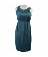 Liz Lange Maternity Sleeveless Tank Dress Teal S Knee Length Rayon Machi... - $9.75