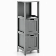 Bathroom Floor Cabinet Storage Cabinet w/ Wide Cabinet Top &amp; Open Shelf Grey - £87.92 GBP