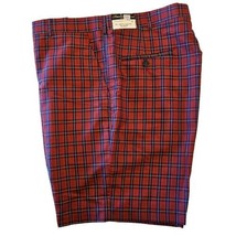 Vintage Wallace Plaid Shorts Mens 38 Red Tartan Surf Skate Hamilton House Trousr - £56.71 GBP