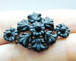 Victorian Carved Gutta Percha Mourning Pin Floral - $125.00