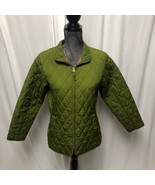 Lands End Quilted Jacket Girls Size Large 14 Dory Green Pink Plaid Linin... - $19.59