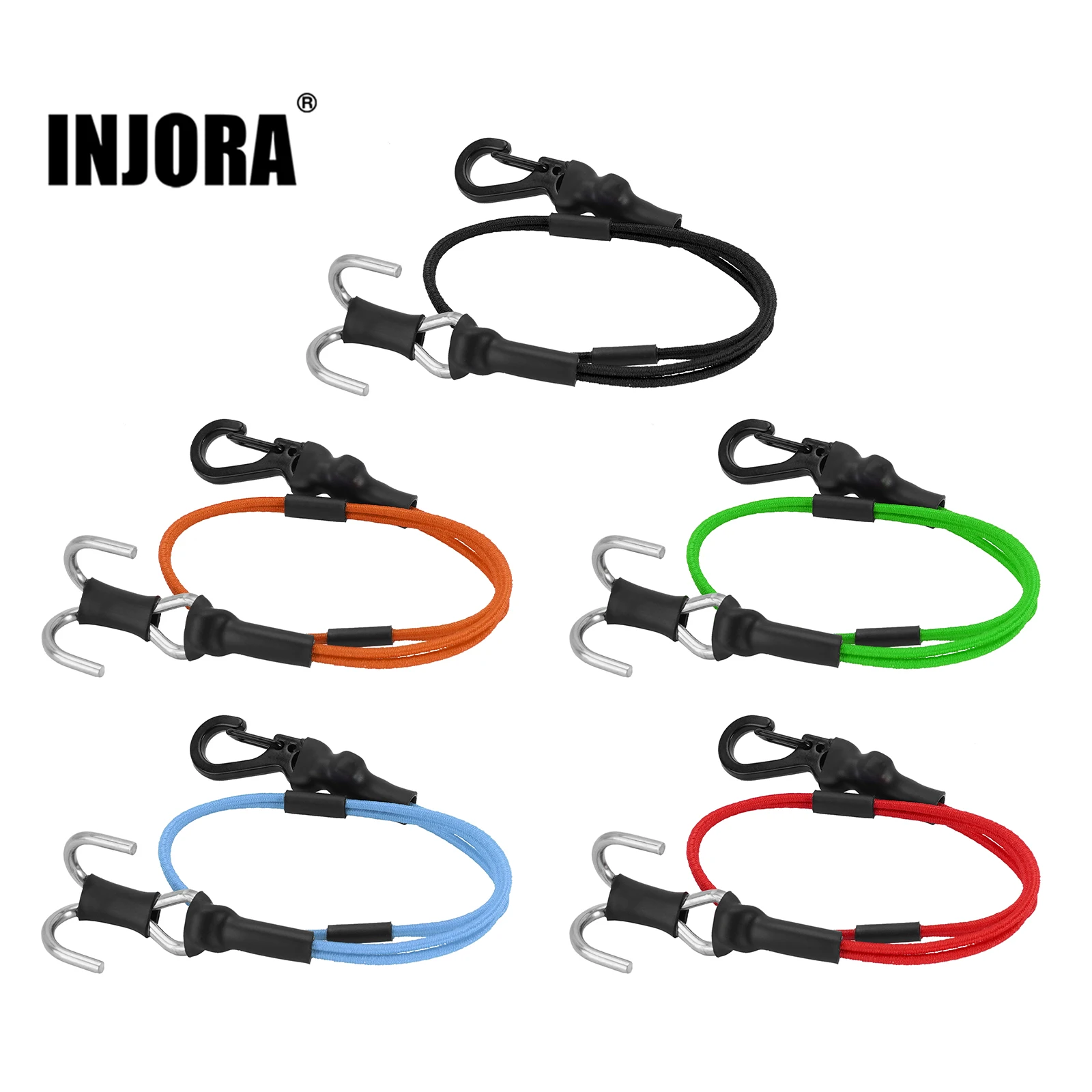 INJORA 270mm Elastic Strap Rescue Rope with Hooks for 1/18 1/24 RC Crawler TRX4M - £12.09 GBP