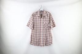 Vintage 70s Levis Mens Size XL Collared Short Sleeve Button Shirt Plaid USA - £38.85 GBP