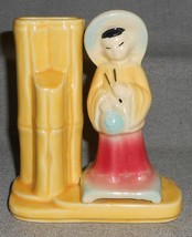 Shawnee Pottery ASIAN FIGURE w/ BAMBOO VASE #702 Made in USA - $22.76