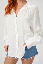 Rebecca Taylor long sleeve shadow stripe blouse in Snow - £103.67 GBP